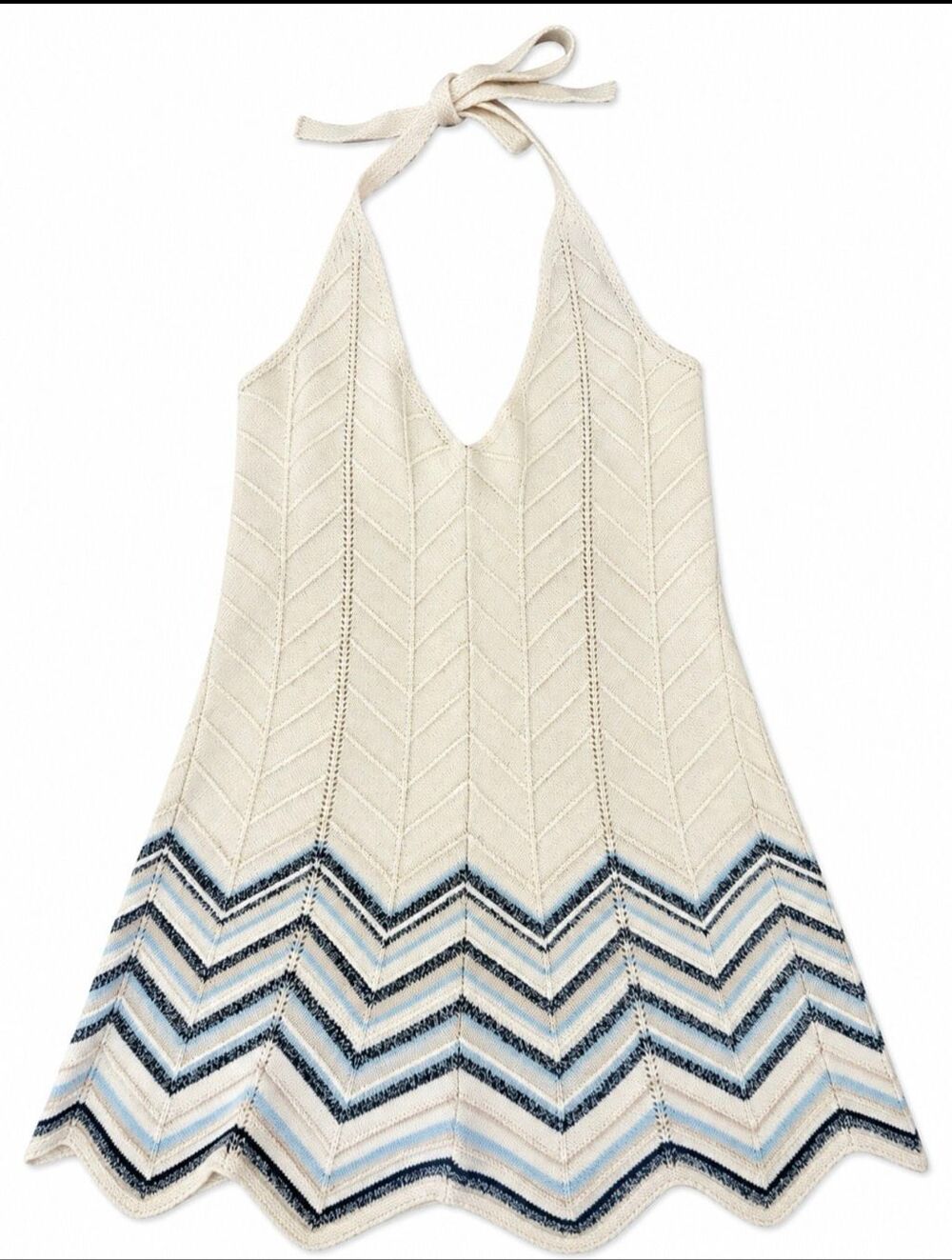 NWT American Eagle Crochet Knit Halter Romper Chevron Size XL